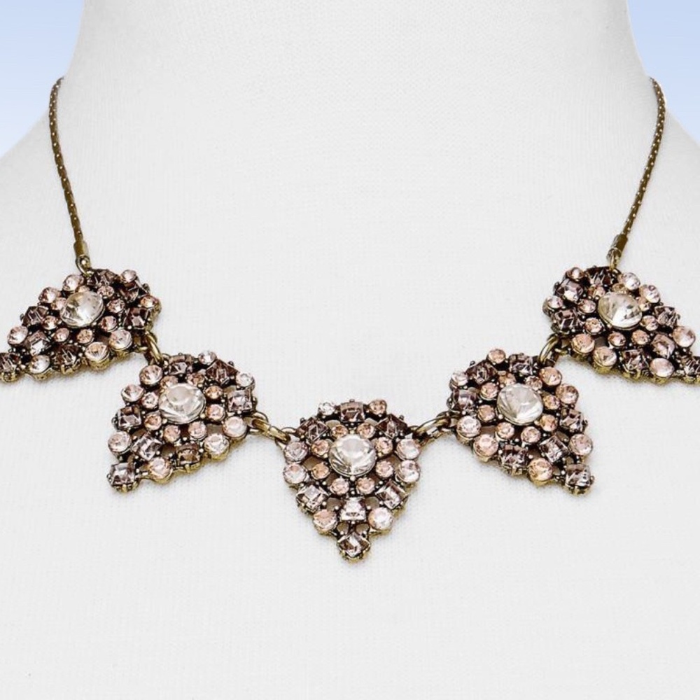 BAUBLEBAR Antiqued Gold-Tone 'Frost' CRYSTAL Teardrop Cluster Necklace
